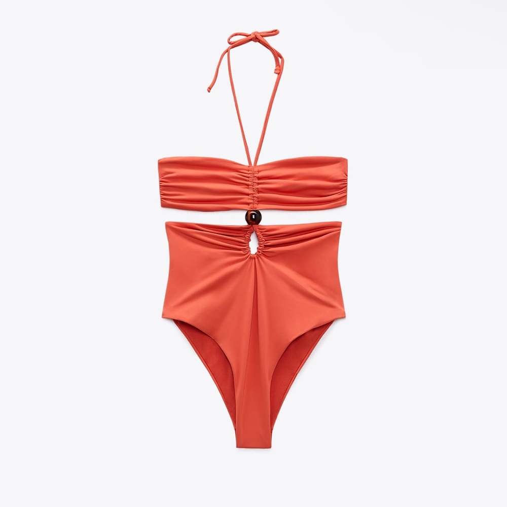 ZARA NWT BEAD BANDEAU SWIMSUIT